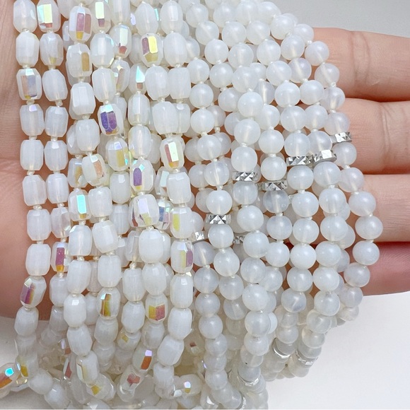 Vintage Donald Stannard 12 Strand Opalescent AB Glass Beaded Hook Necklace - Picture 4 of 8